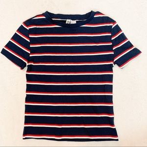 Red, White, & Navy Crop Tee